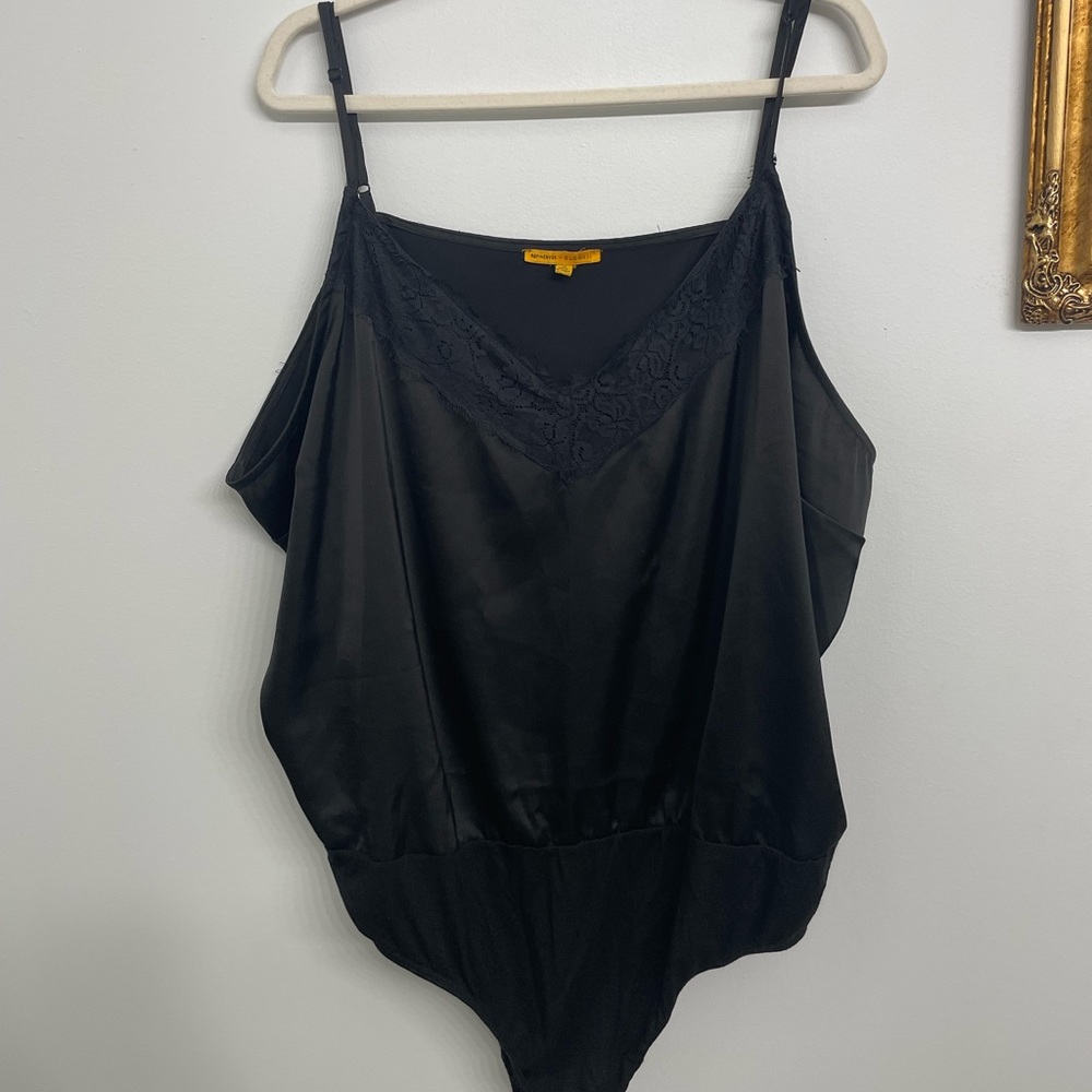 ELOQUII x Refinery 29 Plus Size Black Lace Bodysuit Tank